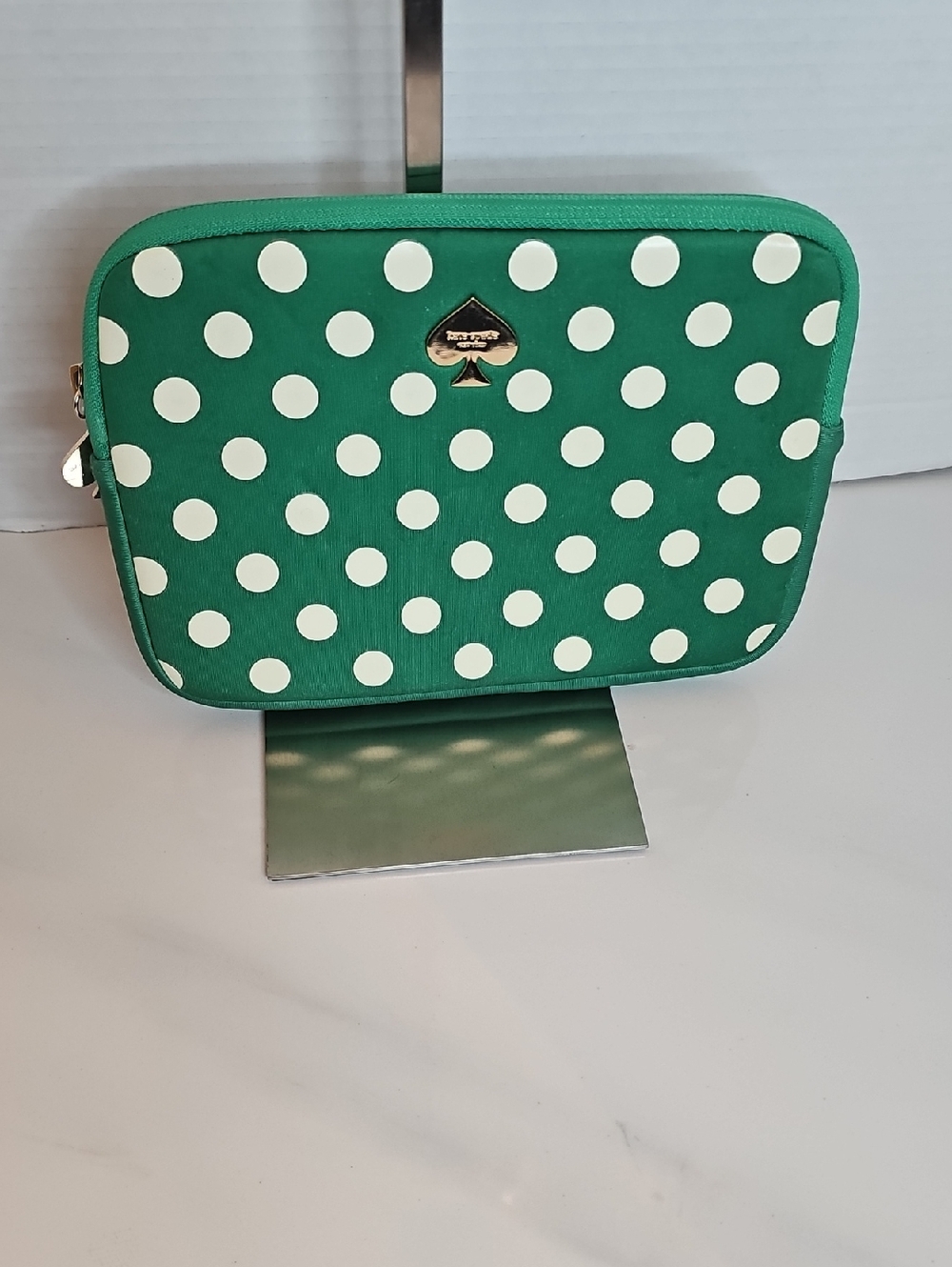 kate spade Green and White Polka Dot Cosmetic Pouch